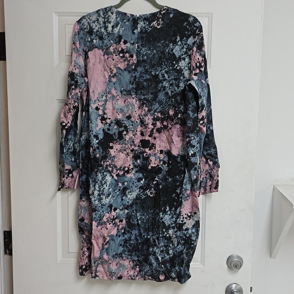 COS Women's Paint Splatter Dress Black/Blue/Purple Long Sleeve W/ Pockets - Picture 6 of 10
